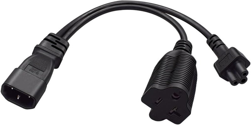 TEWOXIN IE320 C14 to C5 + NEMA 5-20R Y Splitter Power Cord Power Cable for Laptop Computer Printer Monitor AC Adapter（1FT/0.3M - Image 1